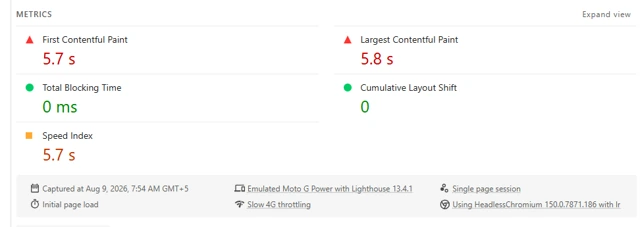 Website · Speed Optimization before screenshot